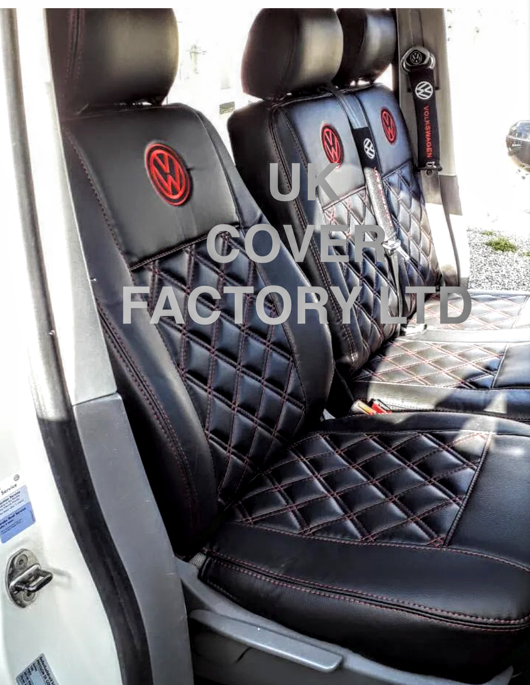 Van Seat Covers For VW Transporter Kombi Made with Logo 11A3VW Red