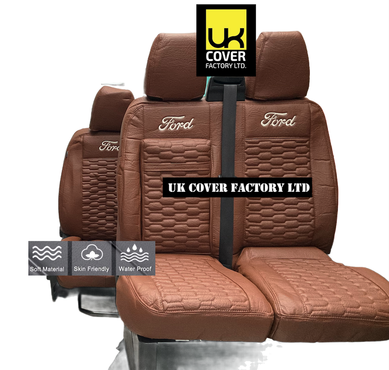 Van Seat Covers For Transit Custom/MK8 Made with Ford Transit 11A9FD© Brown