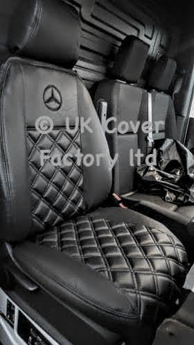 Van Seat Covers For Mercedes Vito 447 Made with Mercedes Logo 11A5MER© Black Stitch