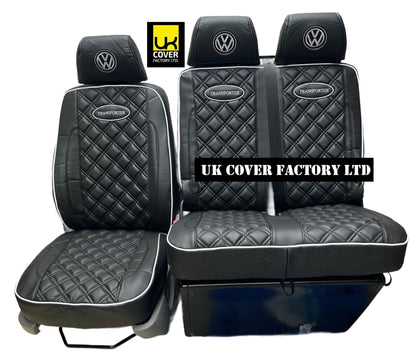 Van Seat Covers For VW Transporter Made with Transporter  Logo 11A5VW Black Edition