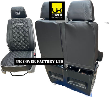 Van Seat Covers For VW Transporter Made with Transporter  Logo 11A5VW Black Edition