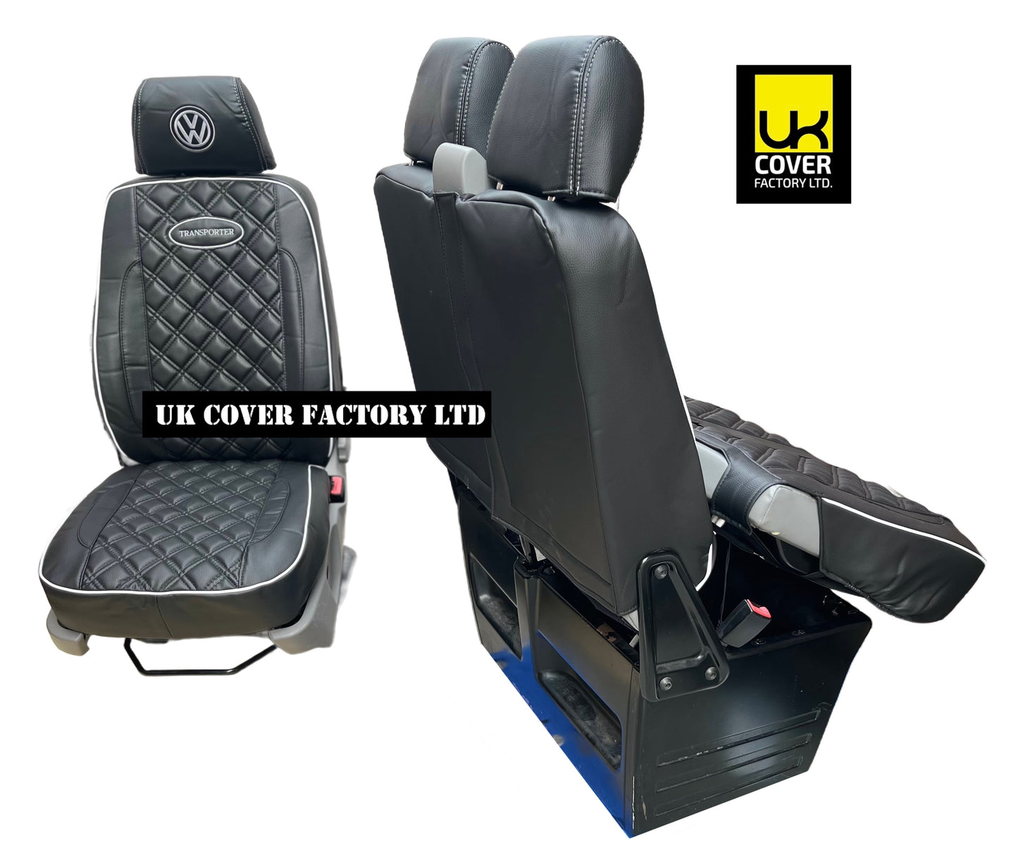 Van Seat Covers For VW Transporter Made with Transporter  Logo 11A5VW Black Edition
