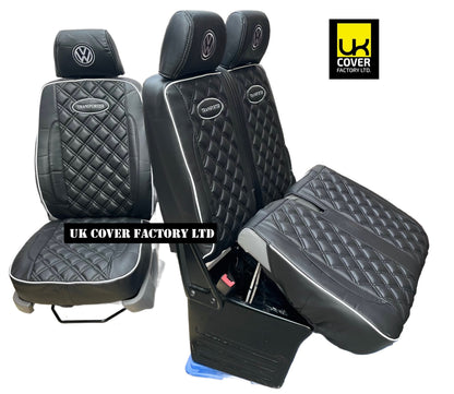 Van Seat Covers For VW Transporter Made with Transporter  Logo 11A5VW Black Edition