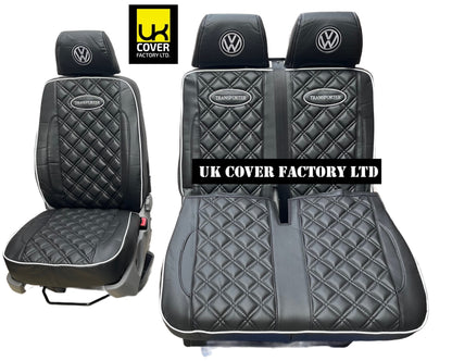 Van Seat Covers For VW Transporter Made with Transporter  Logo 11A5VW Black Edition