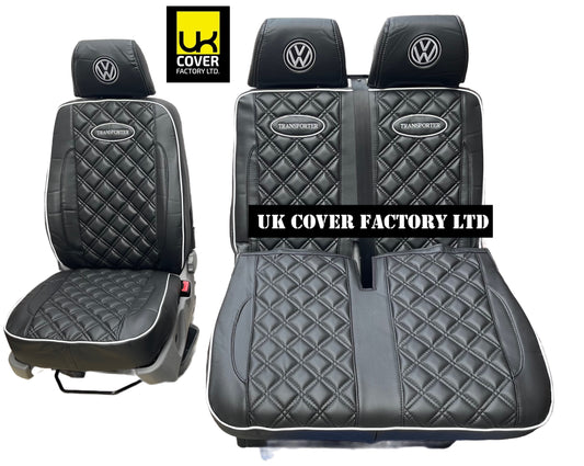 Van Seat Covers For VW Transporter Made with Transporter  Logo 11A5VW Black Edition