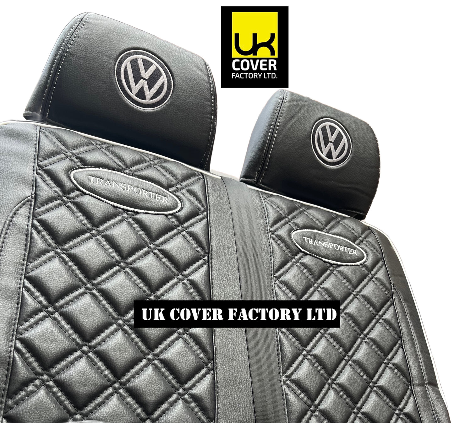 Van Seat Covers For VW Transporter Made with Transporter  Logo 11A5VW Black Edition