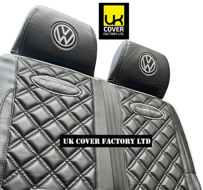 Van Seat Covers For VW Transporter Made with Transporter  Logo 11A5VW Black Edition