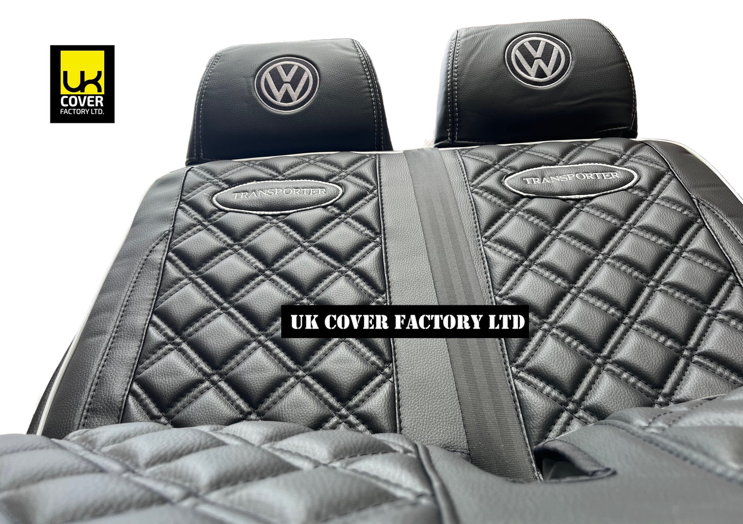 Van Seat Covers For VW Transporter Made with Transporter  Logo 11A5VW Black Edition