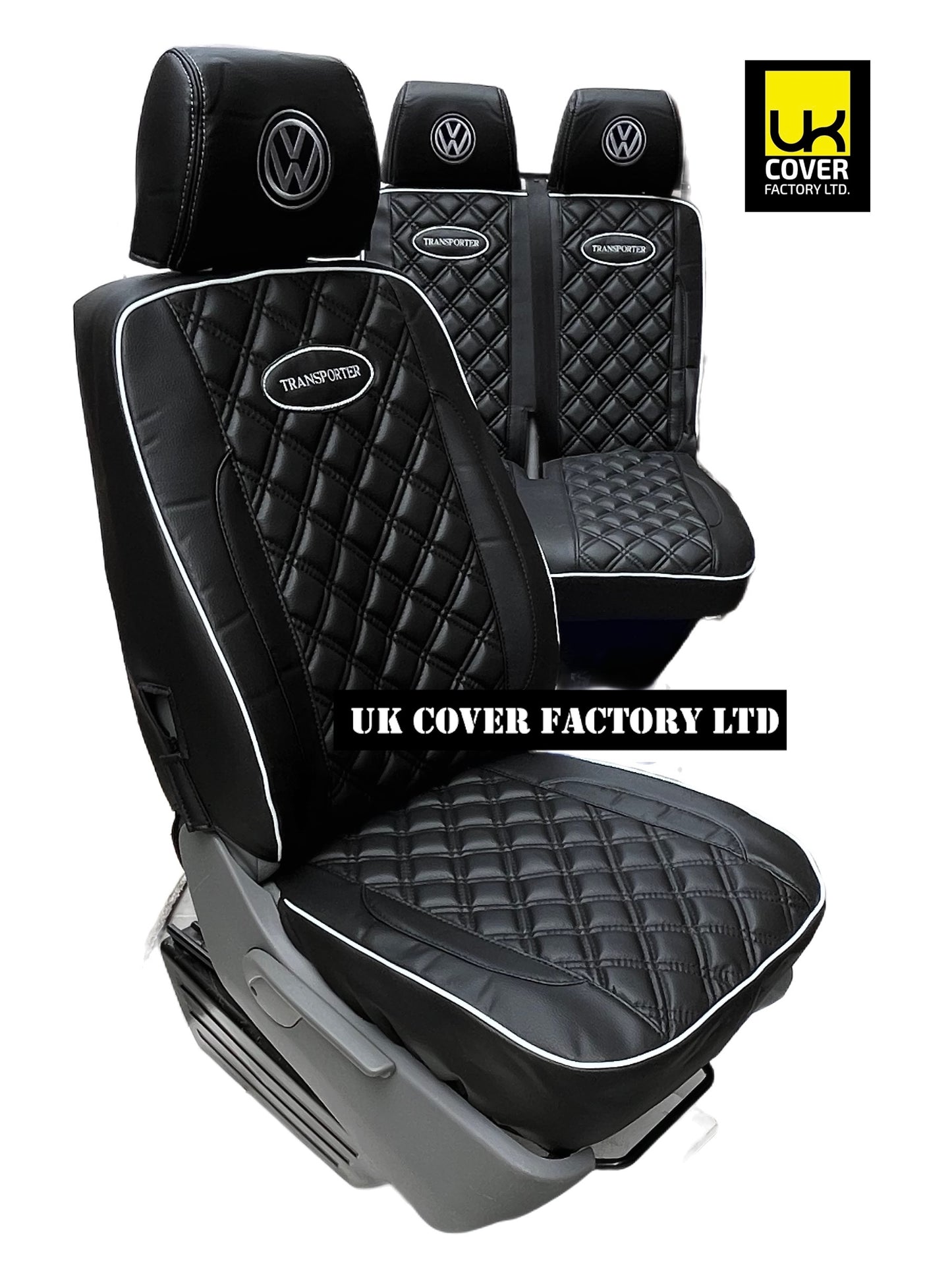 Van Seat Covers For VW Transporter Made with Transporter  Logo 11A5VW Black Edition