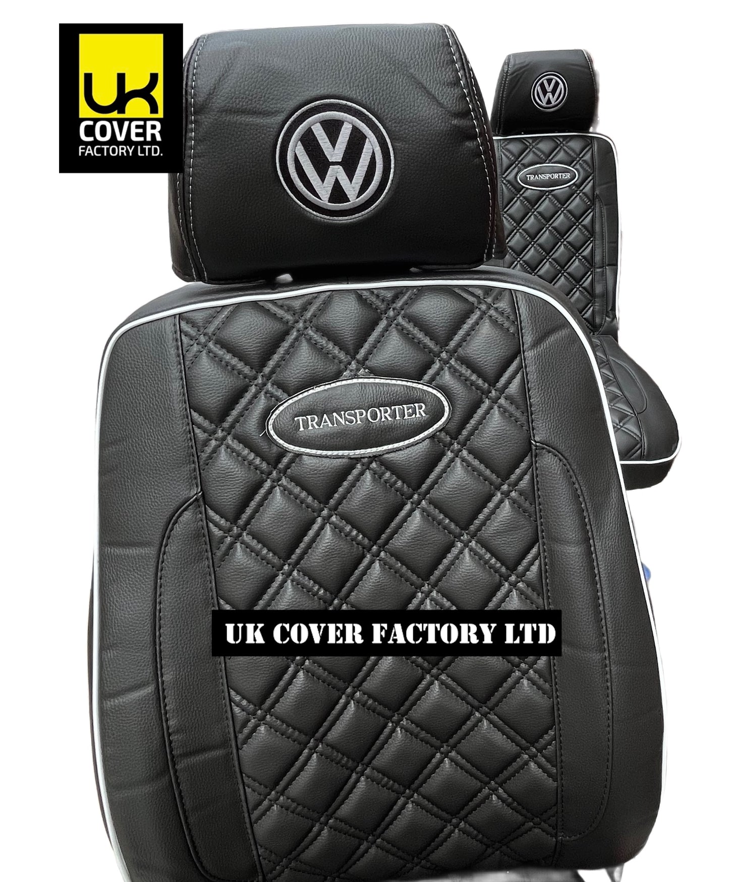 Van Seat Covers For VW Transporter Made with Transporter  Logo 11A5VW Black Edition