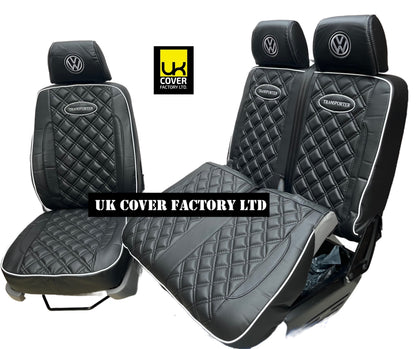 Van Seat Covers For VW Transporter Made with Transporter  Logo 11A5VW Black Edition