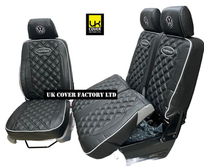 Van Seat Covers For VW Transporter Made with Transporter  Logo 11A5VW Black Edition