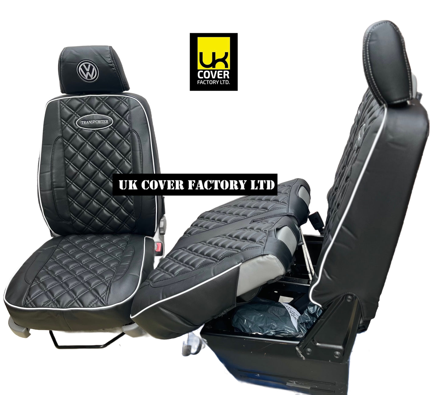 Van Seat Covers For VW Transporter Made with Transporter  Logo 11A5VW Black Edition