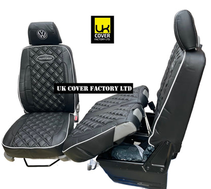 Van Seat Covers For VW Transporter Made with Transporter  Logo 11A5VW Black Edition