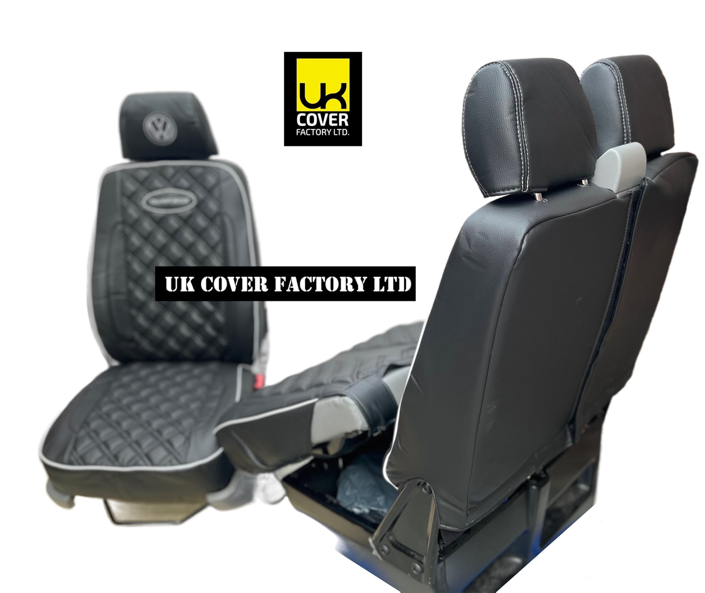Van Seat Covers For VW Transporter Made with Transporter  Logo 11A5VW Black Edition