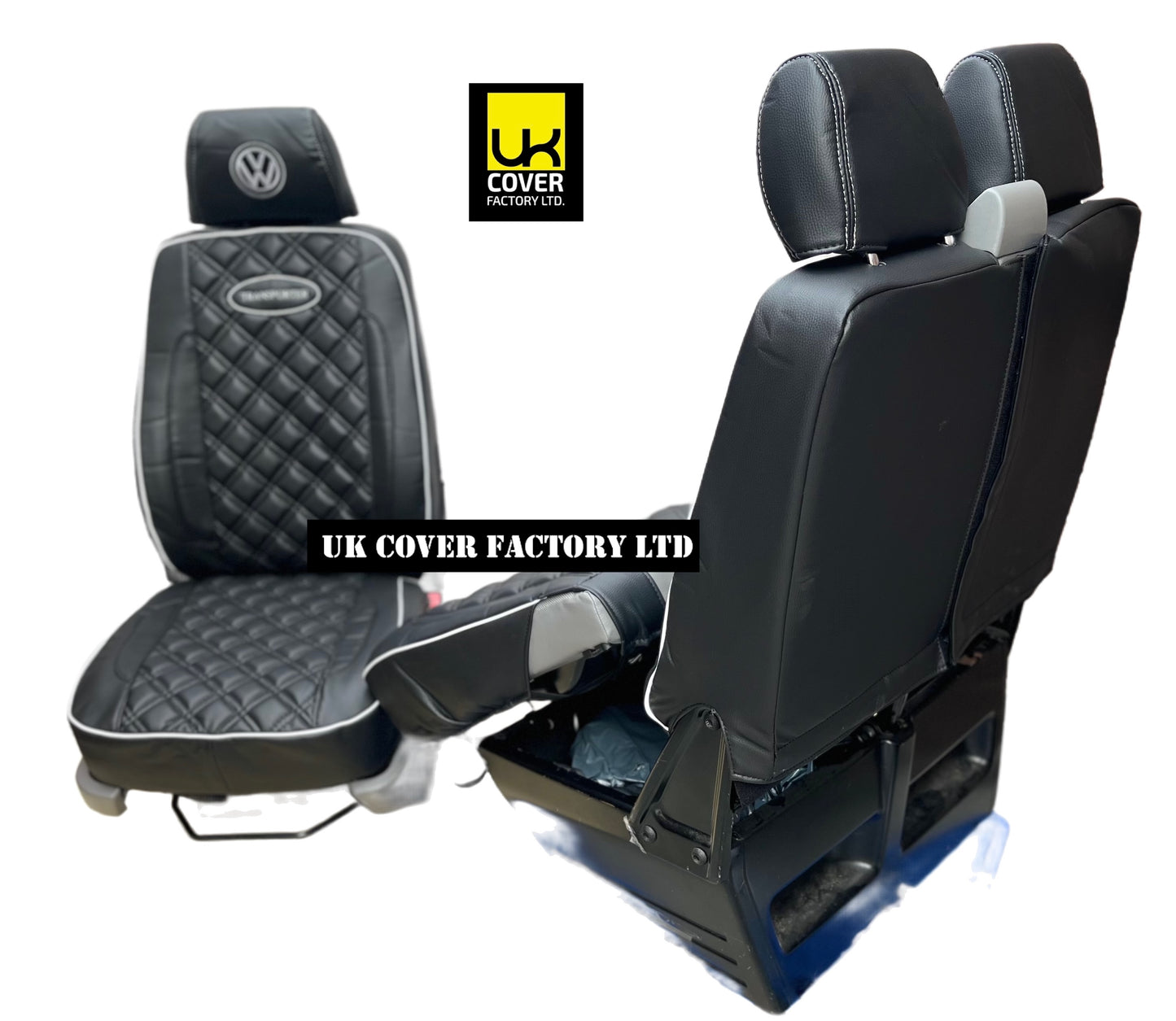 Van Seat Covers For VW Transporter Made with Transporter  Logo 11A5VW Black Edition