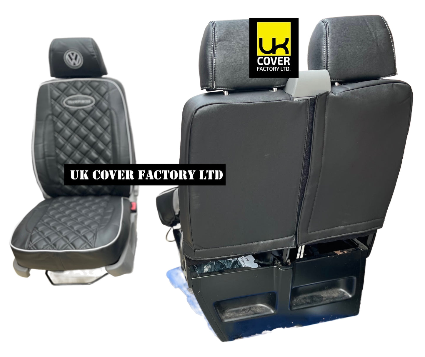 Van Seat Covers For VW Transporter Made with Transporter  Logo 11A5VW Black Edition