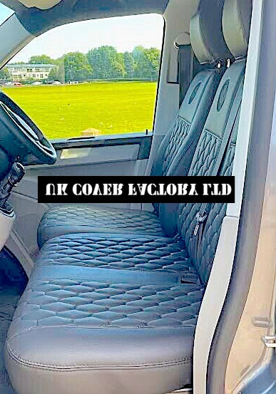 Van Seat Covers For VW Transporter T5/T6 Honeycomb Made with VW 11A95VW Grey Stitch