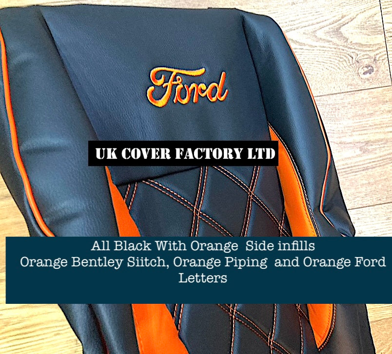 Van Seat Covers For Transit Custom/MK8 Made with Ford Letters & Piping 11A29FD ORANGE