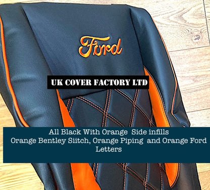 Van Seat Covers For Transit Custom/MK8 Made with Ford Letters & Piping 11A29FD ORANGE