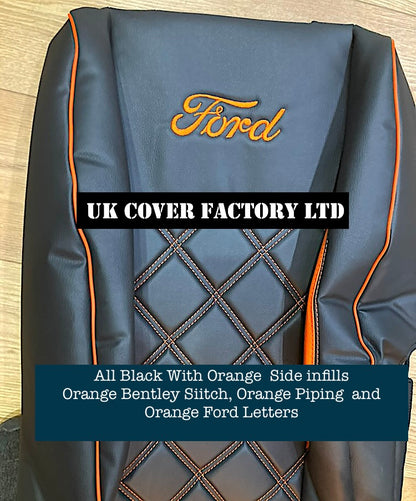 Van Seat Covers For Transit Custom/MK8 Made with Ford Letters & Piping 11A29FD ORANGE