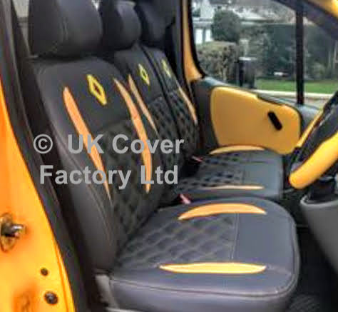 Van Seat Covers For Renault Trafic Made with Logo 11A27RN© Yellow