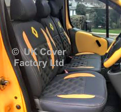 Van Seat Covers For Renault Trafic Made with Logo 11A27RN© Yellow