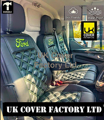 Van Seat Covers For Transit MK6/MK7 Made with Ford Letters 11A8FD Limegreen