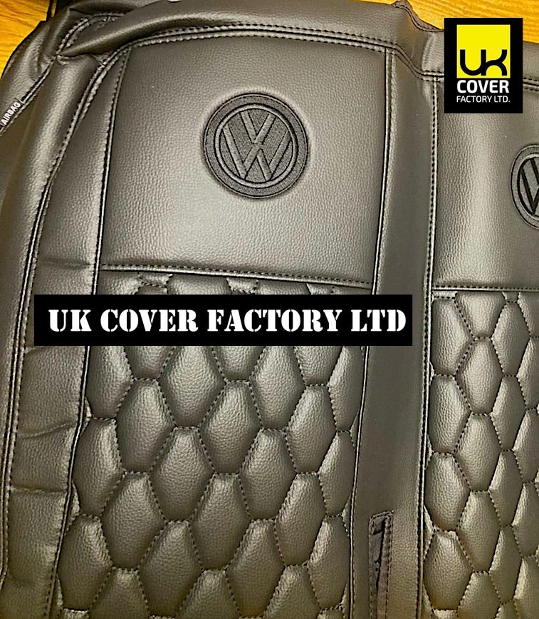 Van Seat Covers For VW Transporter T5/T6 Honeycomb Made with VW 11A95VW Grey Stitch