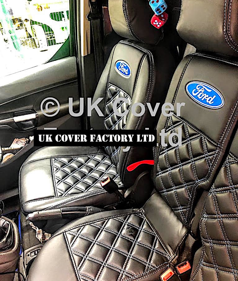 Van Seat Covers For Ford Transit Connect Made with Logo 11A4FD© Blue
