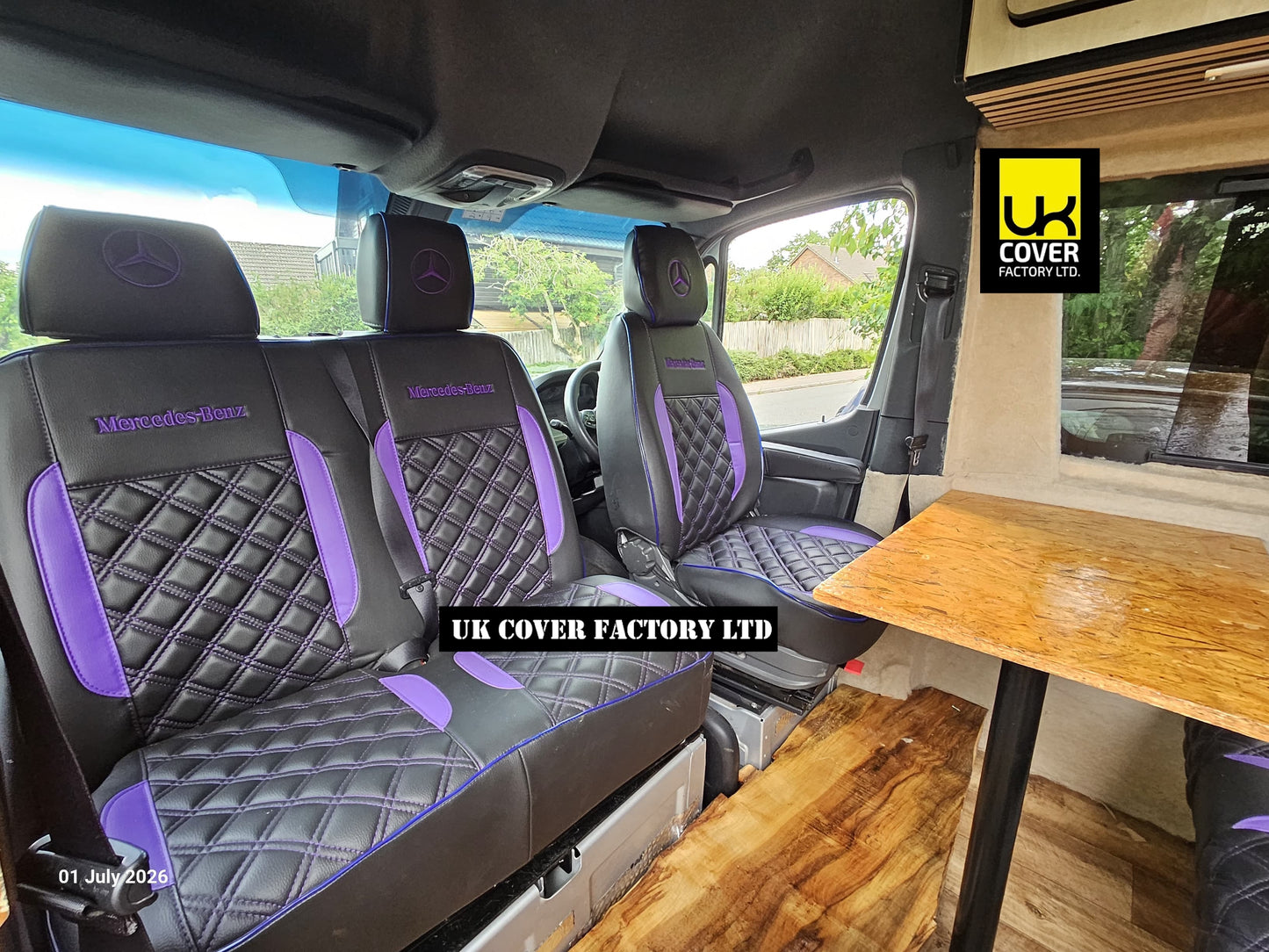 Van Seat Covers For Mercedes Sprinter Made with Dual Logo 11A33MER©MB Purple
