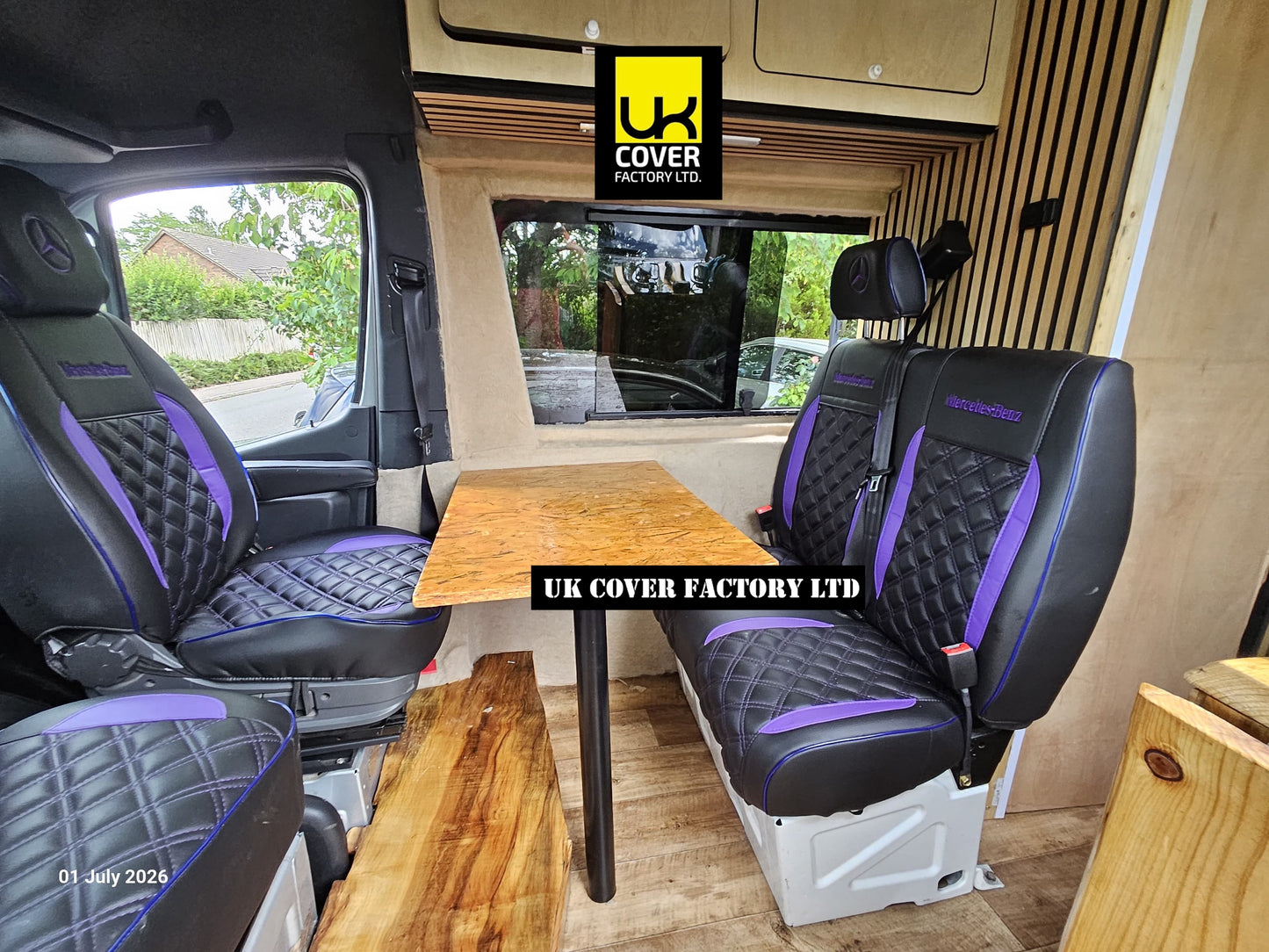 Van Seat Covers For Mercedes Sprinter Made with Dual Logo 11A33MER©MB Purple