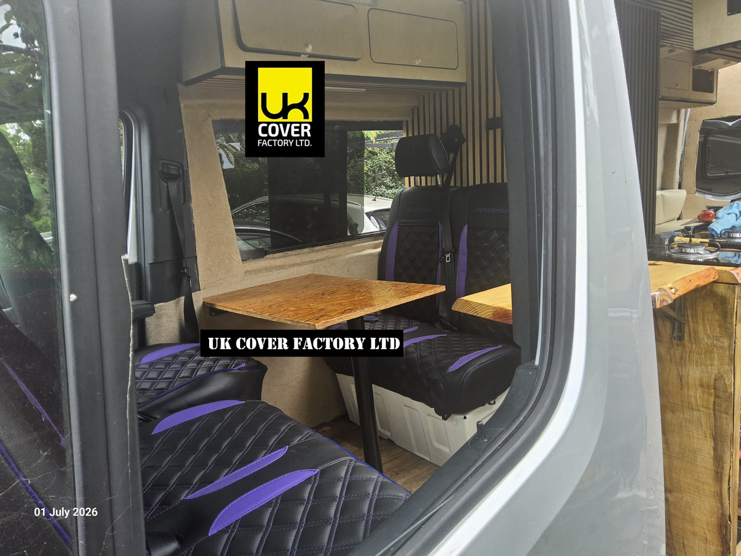 Van Seat Covers For Mercedes Sprinter Made with Dual Logo 11A33MER©MB Purple