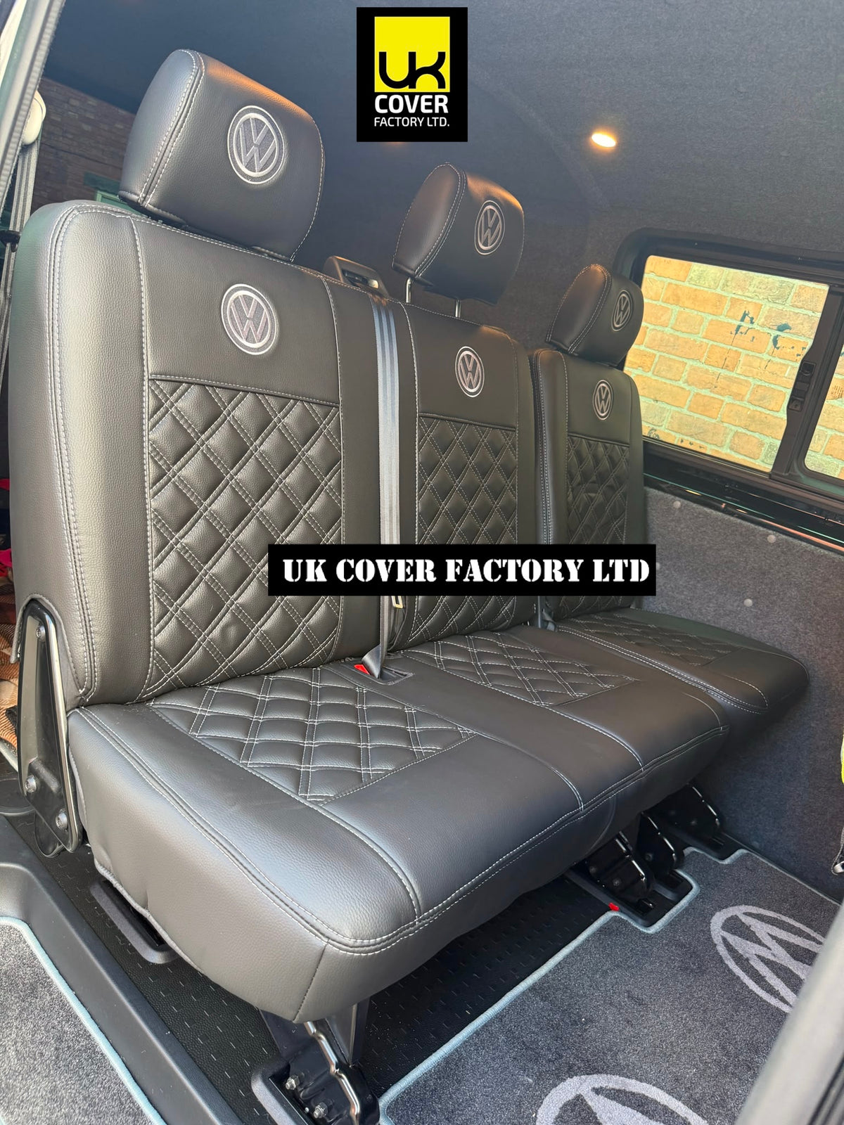 Van Seat Covers For VW Transporter Kombi Made with Logo 11A1VW Grey dual logo