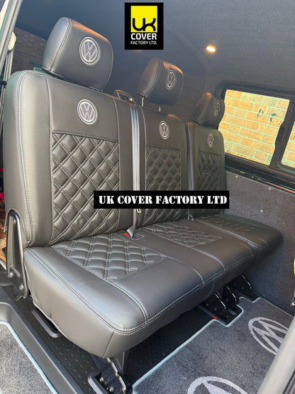 Van Seat Covers For VW Transporter Kombi Made with Logo 11A1VW Grey dual logo