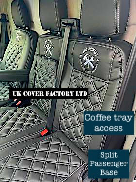 Van Seat Covers For VW Crafter Made with Bespoke Logo 11A6VW White