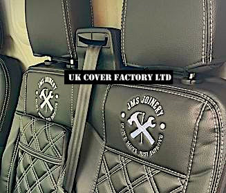 Van Seat Covers For VW Crafter Made with Bespoke Logo 11A6VW White