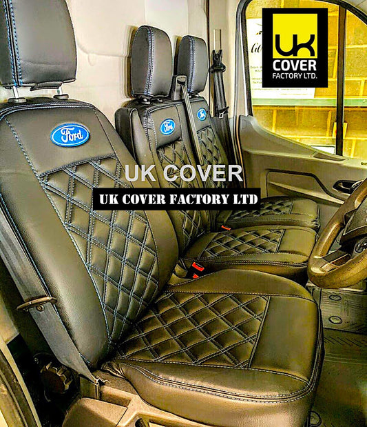 Van Seat Covers For Ford Transit MK6/MK7 Made with Logo 11A4FD© Blue