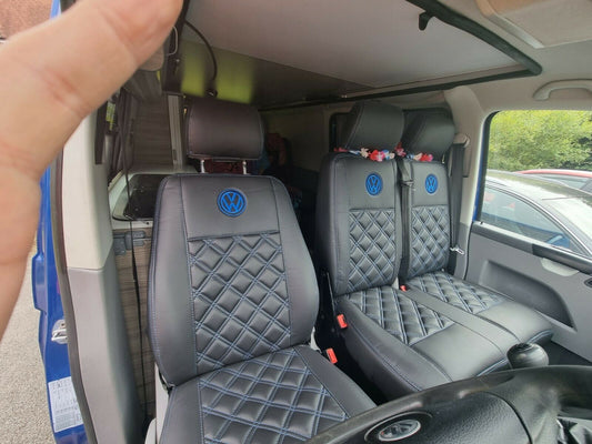 Van Seat Covers For VW Crafter Made with Logo 11A4VW Blue