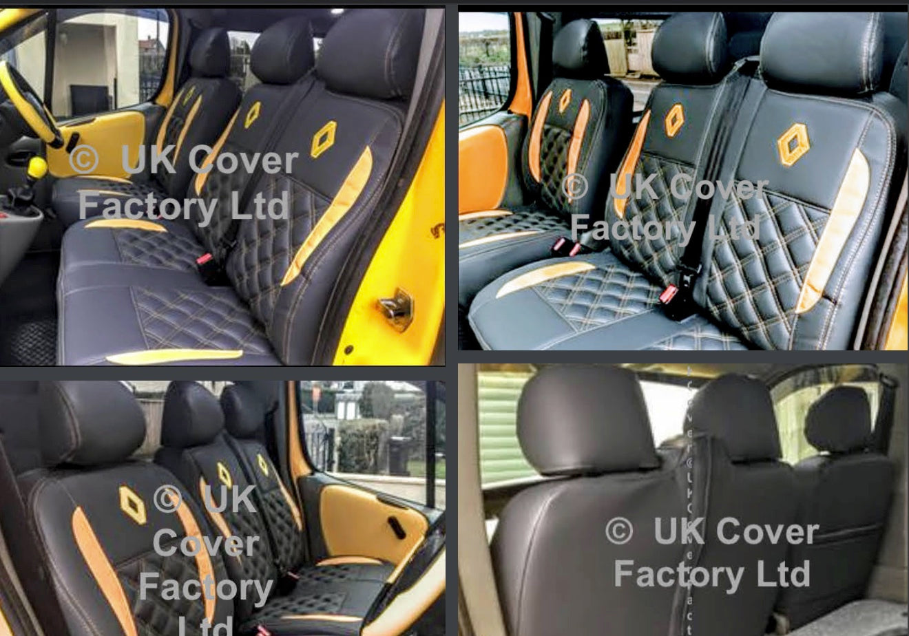 Van Seat Covers For Renault Trafic Made with Logo 11A27RN© Yellow