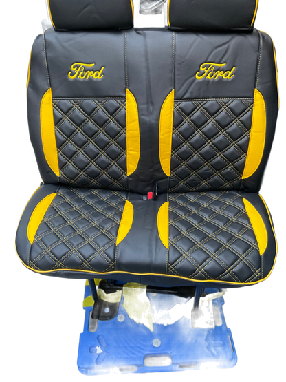 Van Seat Covers For Transit MK6/MK7 Made with Ford Letters & Piping 11A27FDRS  Yellow Side Inserts