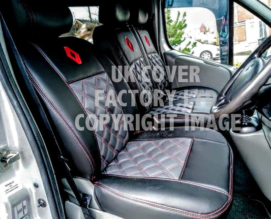 Van Seat Covers For Renault Trafic Made with Logo 11A2RN© Red