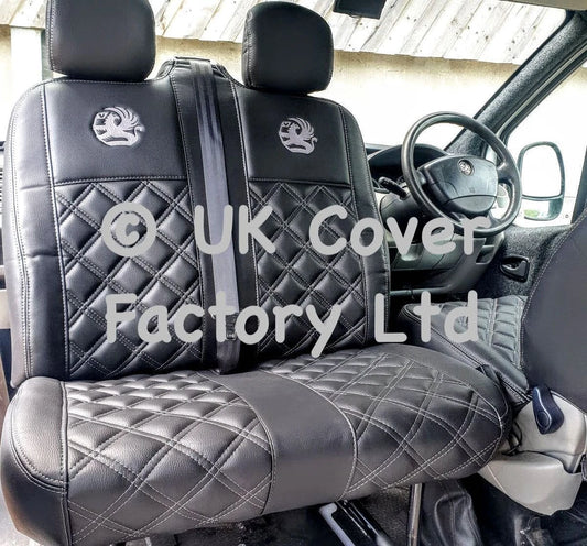 Van Seat Covers For Vauxhall Vivaro Made with Logo 11A2VX© Grey