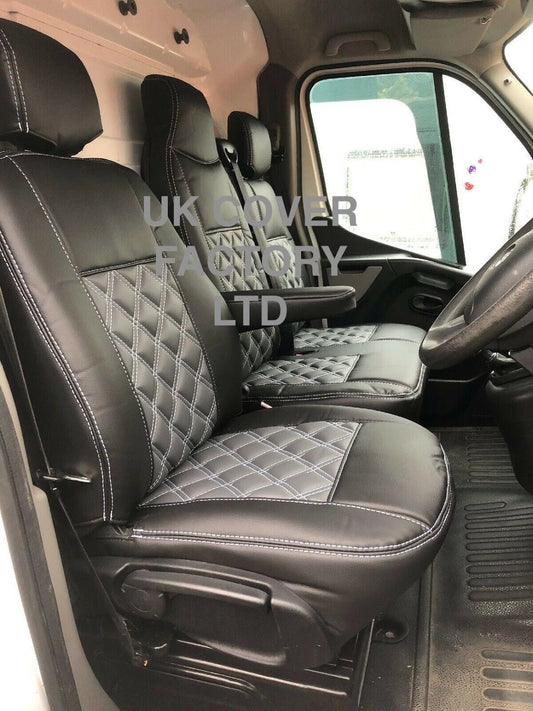 Van Seat Covers For Renault Master Made with Logo 11A2 No Logo Black & Grey