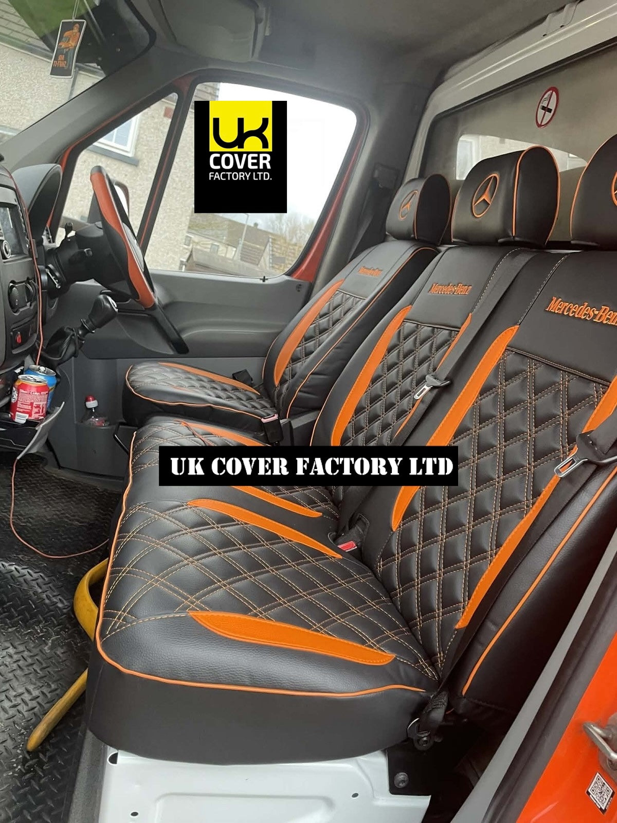 Van Seat Covers For Mercedes Sprinter Made with Dual Logo 11A29MER©MB Orange