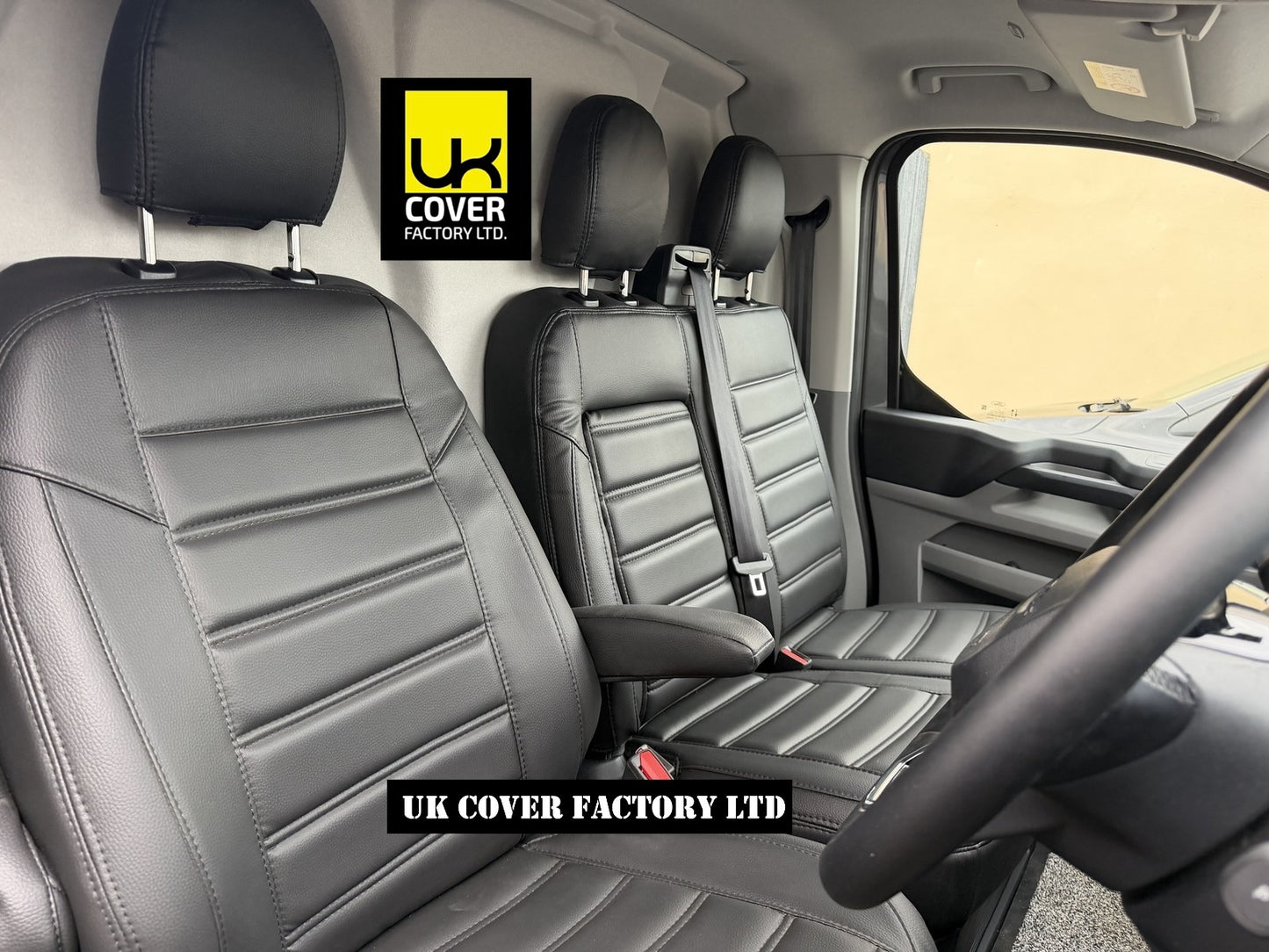 Van Seat Covers For Transit Custom 2024+ Made with FORD 11A120FD Black Binary