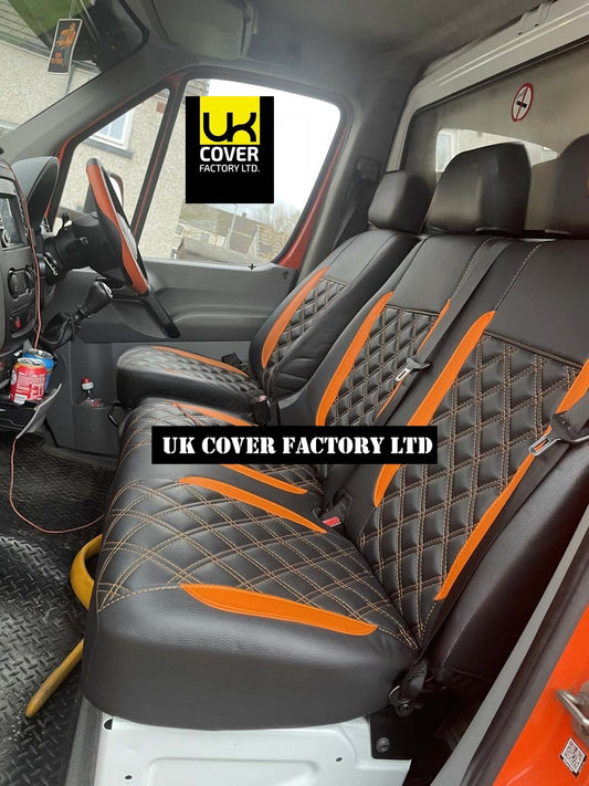 Van Seat Covers For Mercedes Sprinter Made with No Logo & Extended Comfort Base 11A29 Orange