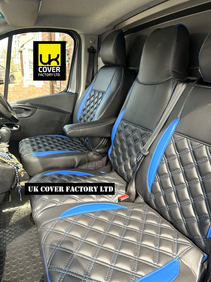 Van Seat Covers For Renault Master No Logo 11A24 Blue Side Inserts