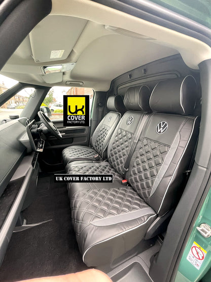 Van Seat Covers For VW Transporter Kombi Made with Logo 11A21VW Grey side Inserts