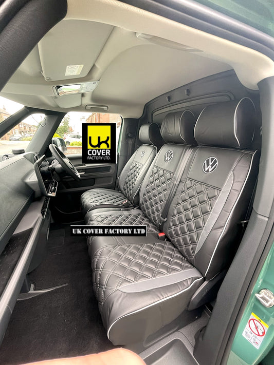 Van Seat Covers For VW Transporter Kombi Made with Logo 11A21VW Grey side Inserts
